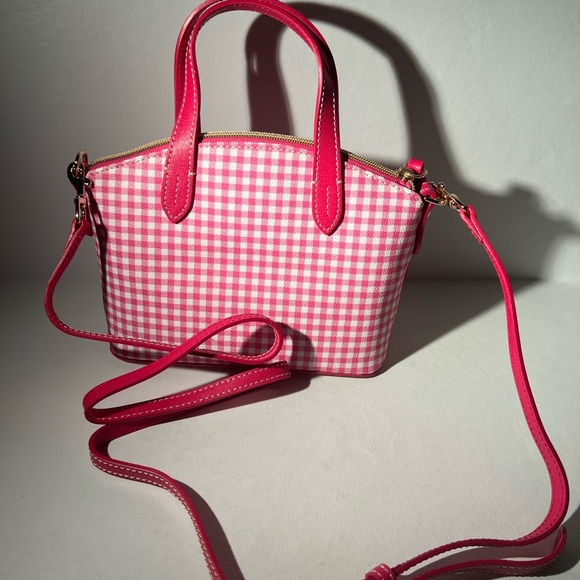 Dooney & Bourke Pink Gingham Mini Satchel Crossbody Bag - Picture 3 of 16